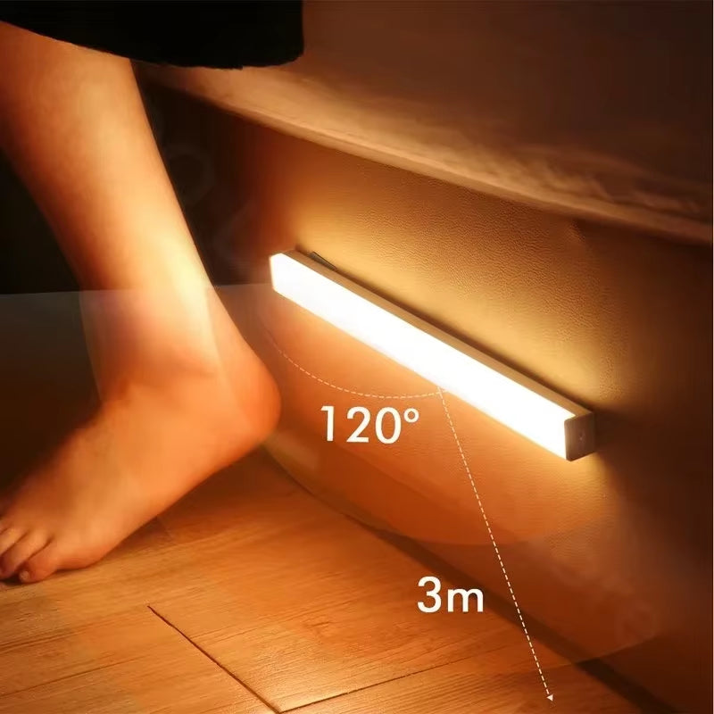 Smart Motion Activated LED Night Light USB Rechargeable Wireless for Kitchen Cabinet Wardrobe Stairs Hallway Lighting