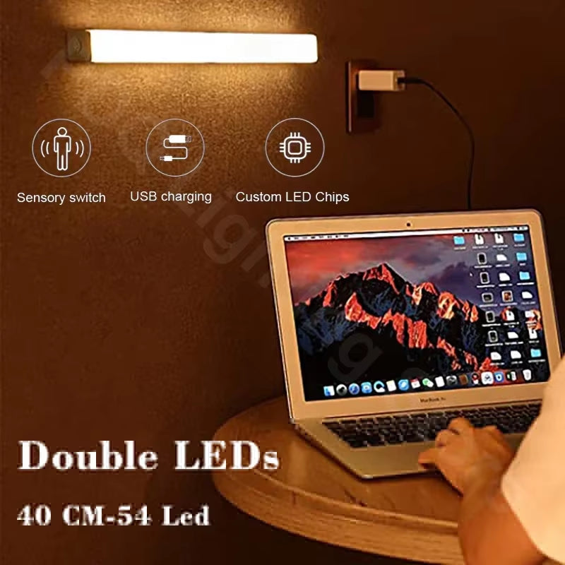 Smart Motion Activated LED Night Light USB Rechargeable Wireless for Kitchen Cabinet Wardrobe Stairs Hallway Lighting